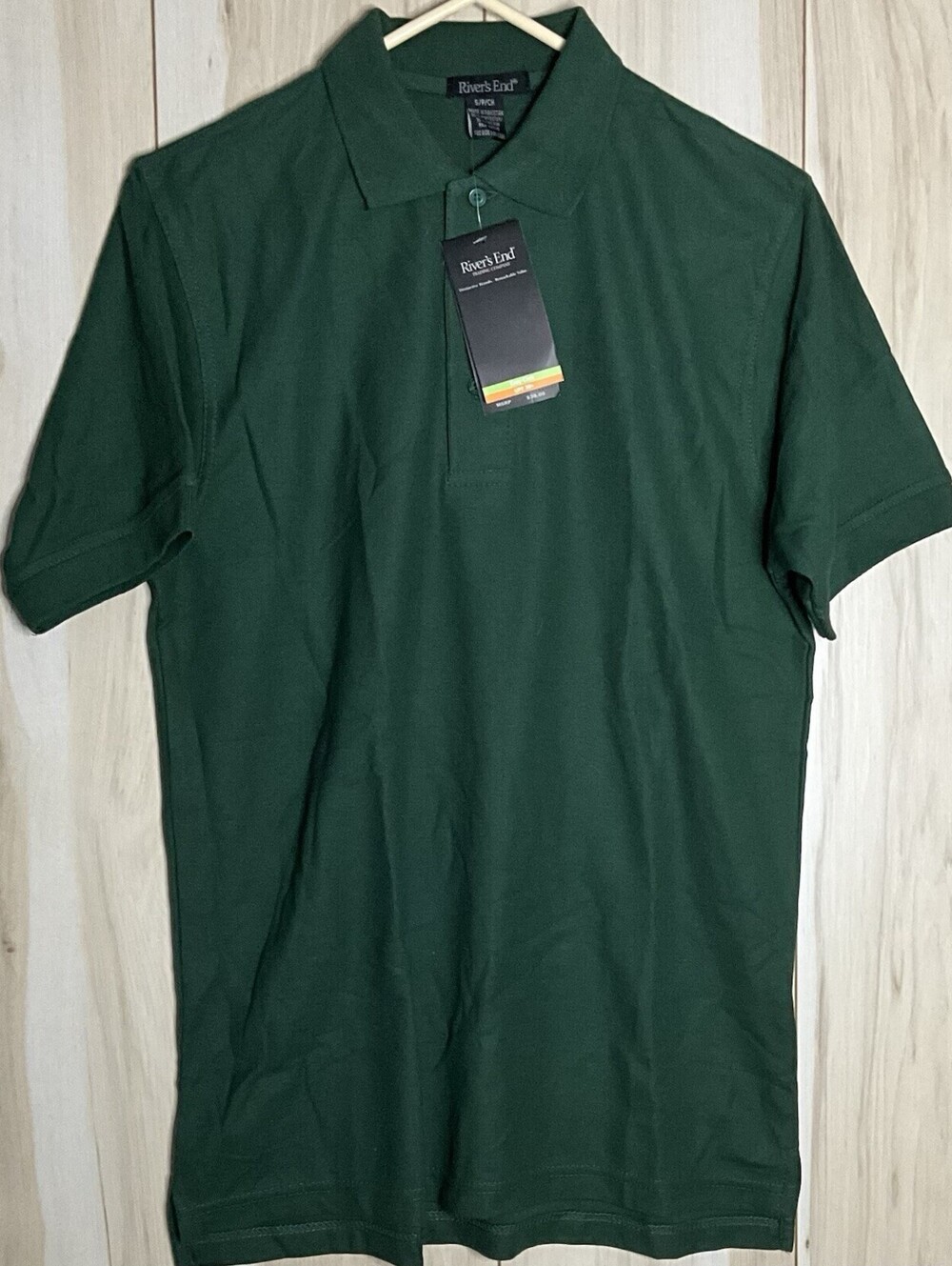 River's End Easy Care Short Sleeve Men’s Polo Shirt Green Casual, Size S